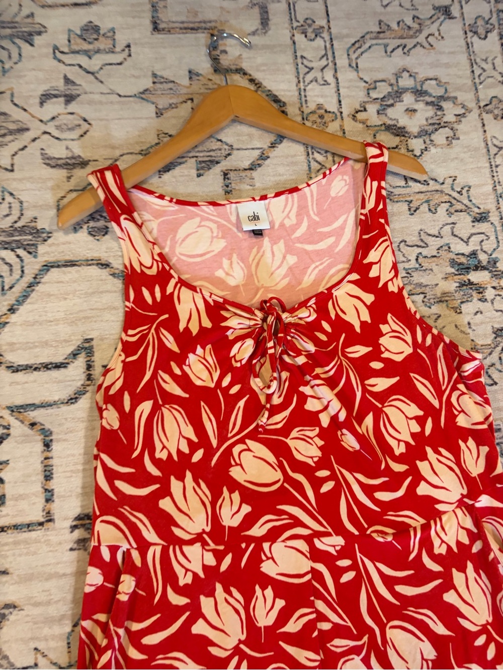 Cabi 6393 Tearoom Red Floral Dress Size Large - Picture 8 of 8
